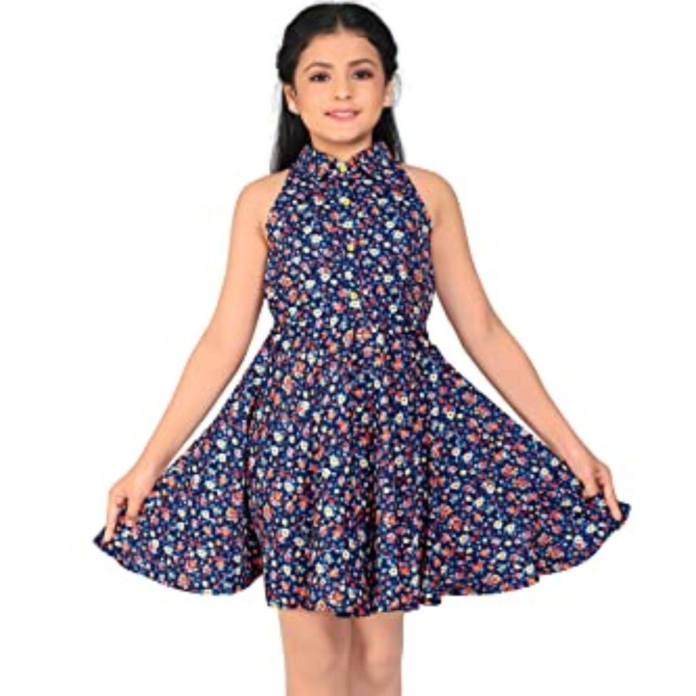 Fashion Dream Girl’s Pink Poly Rayon Knee Length Dresses